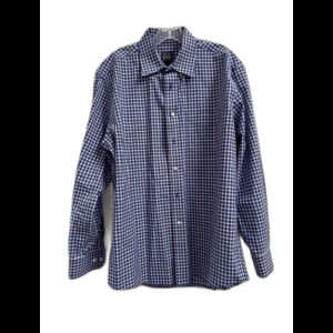JOS. A. BANK Traveler’s Collection Tailored Fit Size L Plaid Blue Shirt Preppy